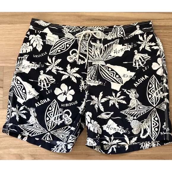 Polo Ralph Lauren Mens XL Hawaiian Hibiscus Floral Swim Trunks Vacation Beach - Picture 1 of 16